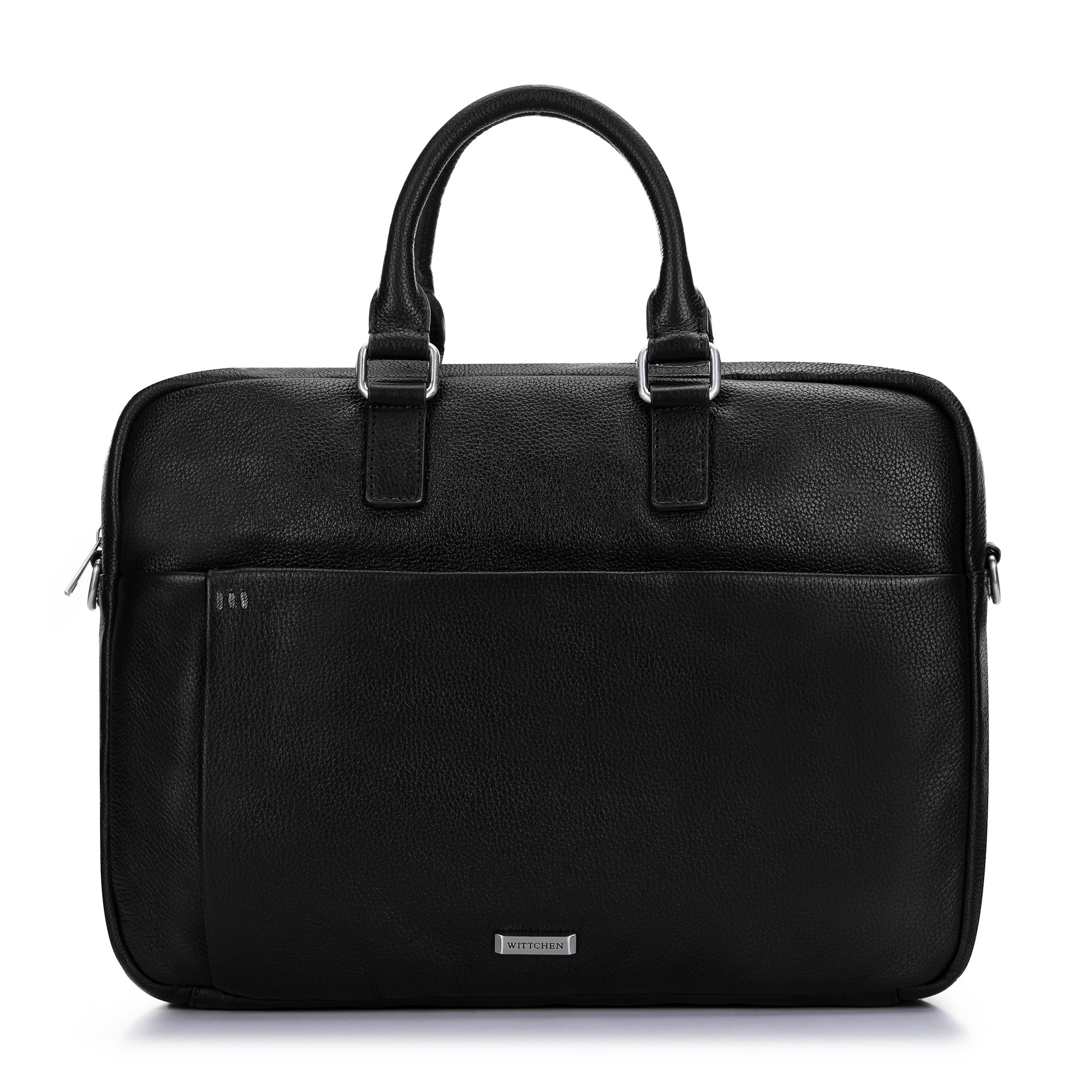 Męska torba na laptopa 13”/14” skórzana z obszyciem czarna