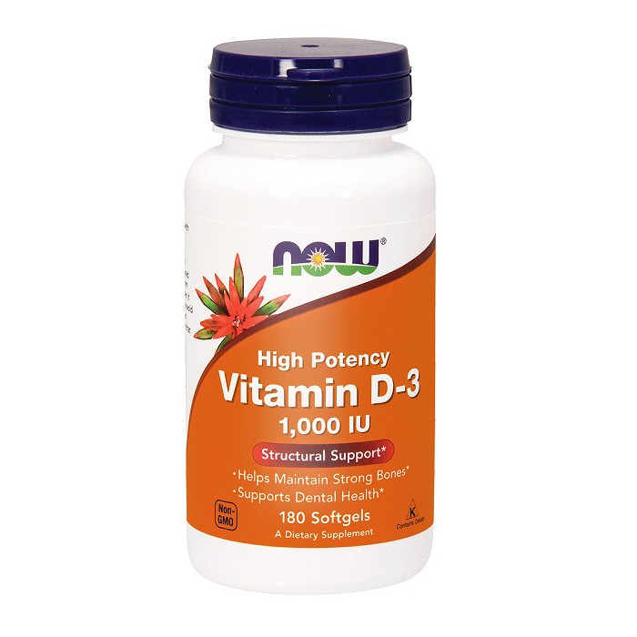 Now Foods Witamina D3 1000IU suplement diety, 180 kaps./1 opak.