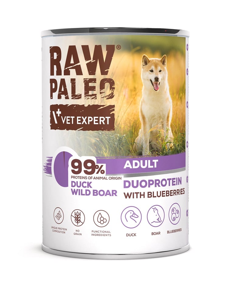 RAW PALEO Duck Boar Adult 400g karma mokra kaczka z dzikiem dla psów