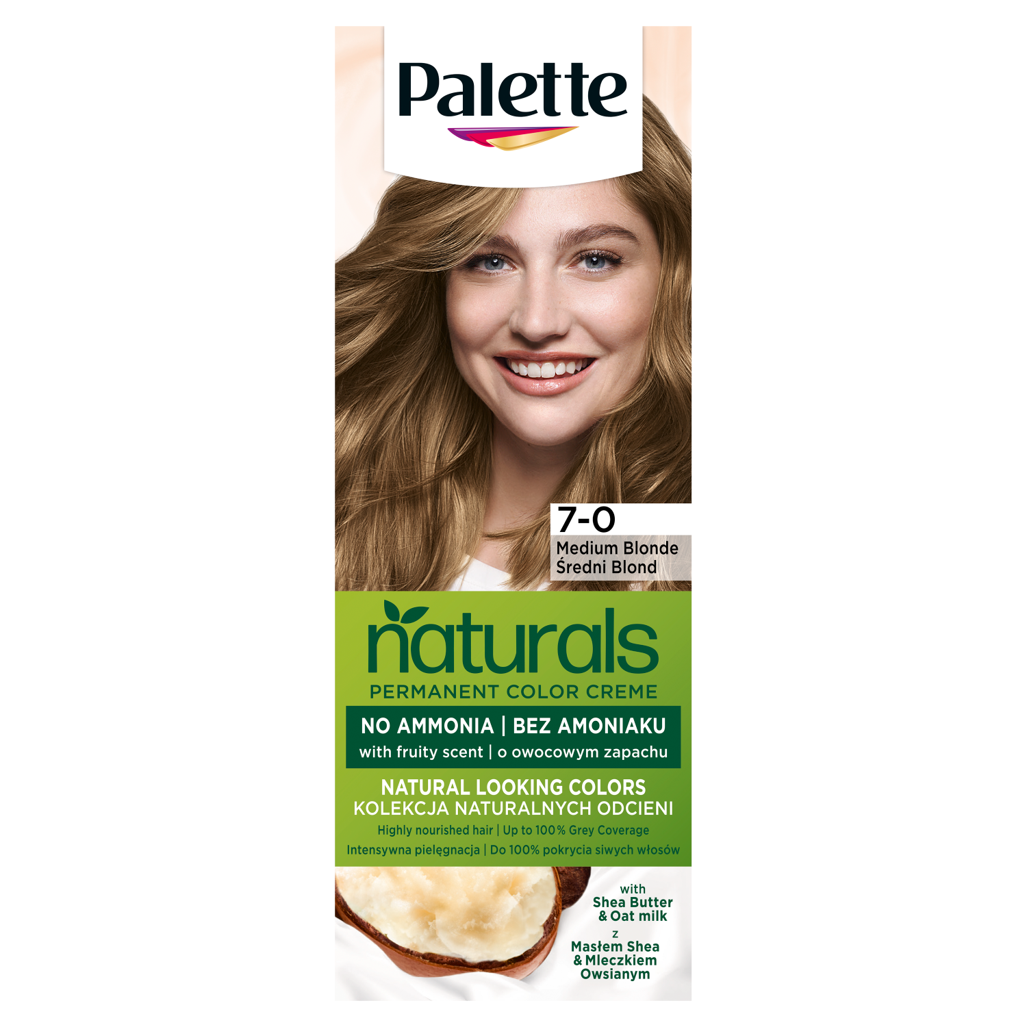 Palette Permanent Naturals Color Creme farba do włosów trwale koloryzująca 7-0 (400) średni blond, 1 opak.