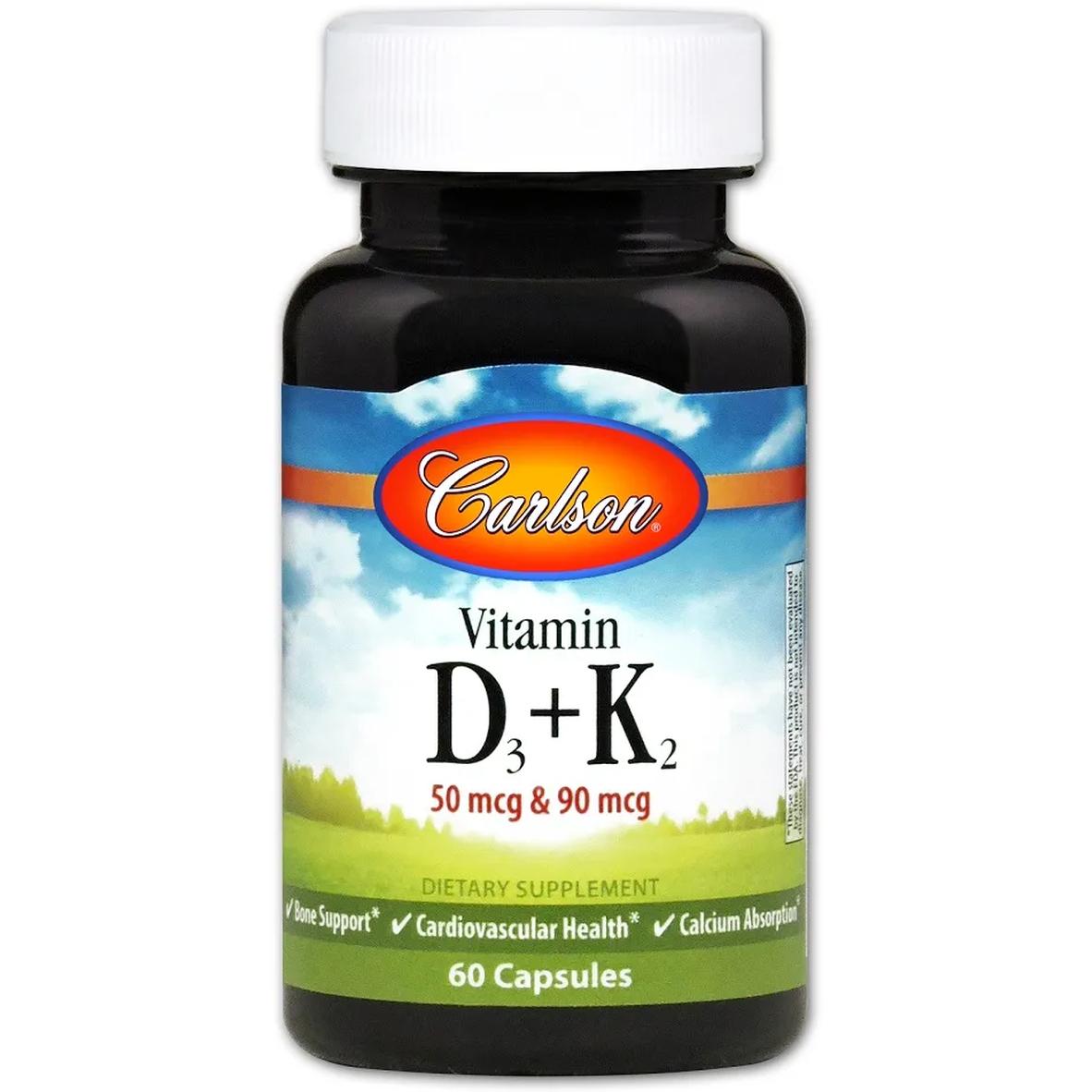Carlson Labs suplement diety witamina D3 + K2, 60 kaps./1 opak.