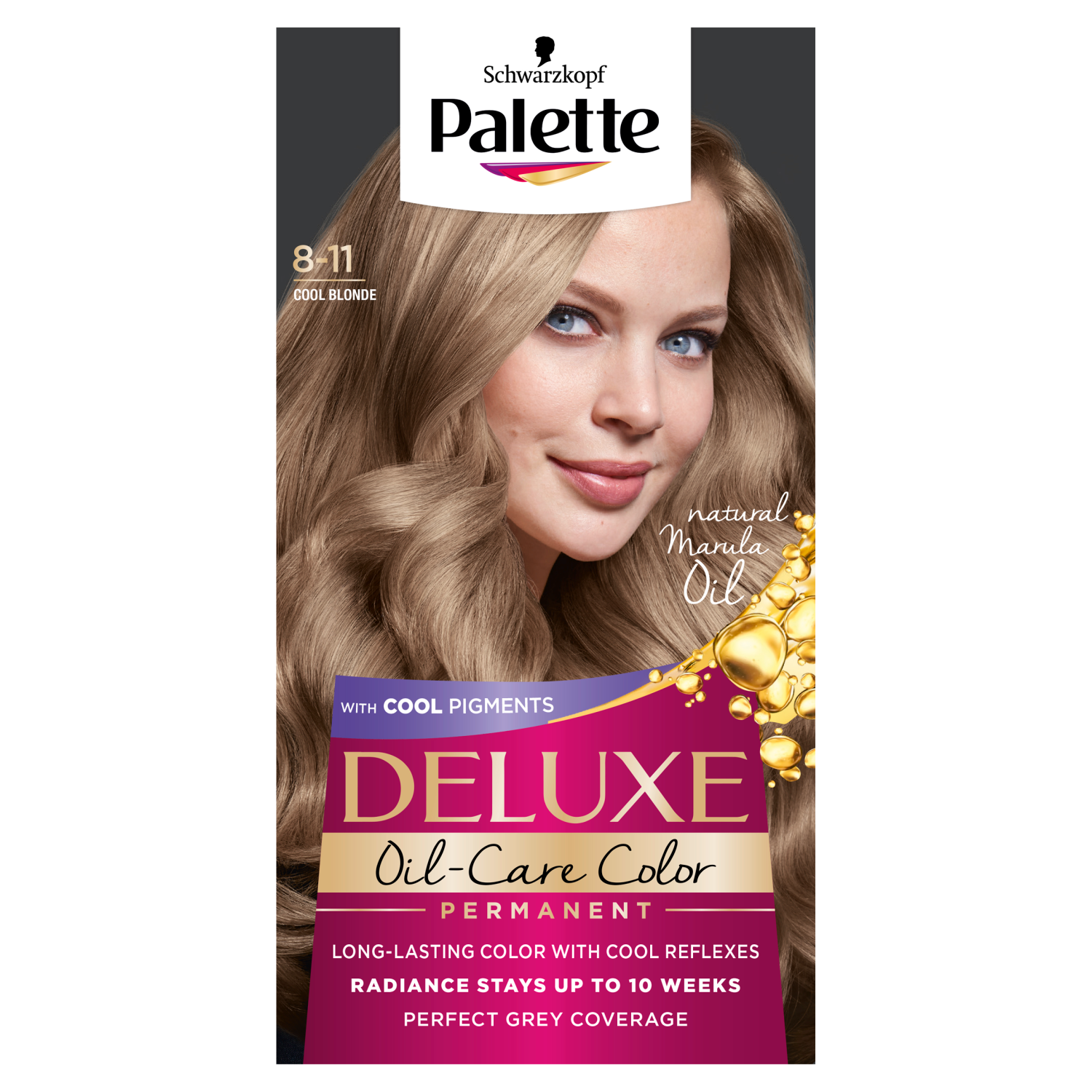 Palette Deluxe Oil Care Color farba do włosów 8-11 cool blonde, 1 opak.