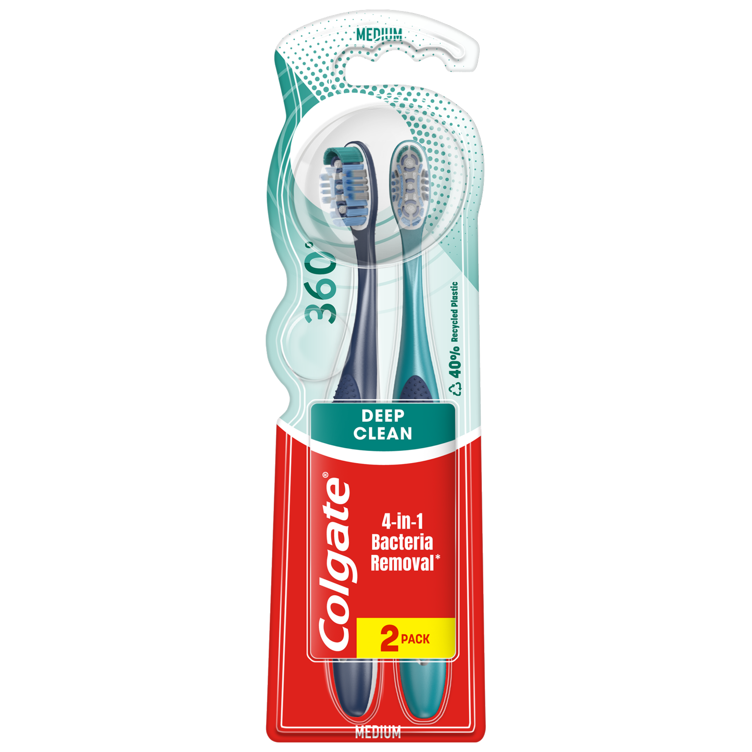 Colgate 60° Whole Mouth Clean szczoteczka do mycia zębów średnia, 2 szt./1 opak.