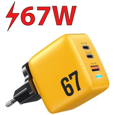 Ładowarka sieciowa WEKOME WP-U141 Tint Series GaN 67W Zółty