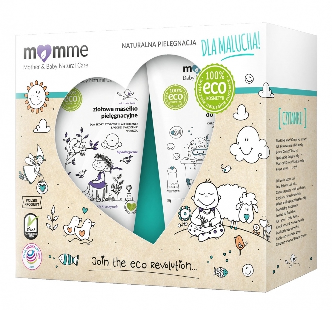 MomMe Dla Maluszka zestaw: ziołowe masełko pielęgnacyjne, 150 ml + łagodny żel do mycia 2w1, 150 ml
