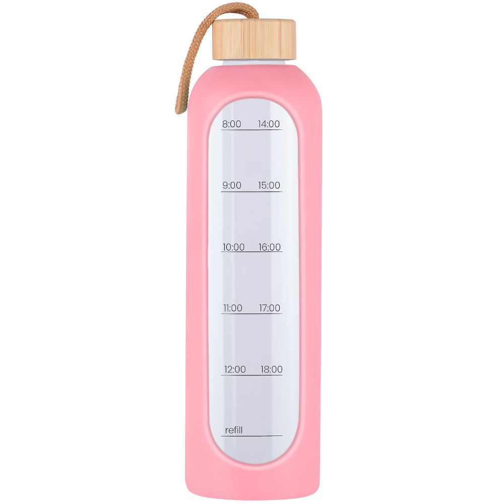 KiCA Hydro Glass szklana butelka różowa, poj. 1000 ml, 1 szt.