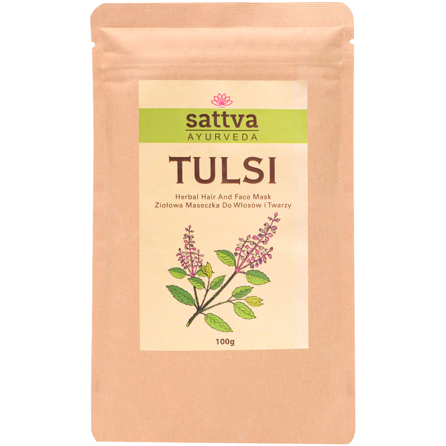 Sattva Tulsi ziołowa maska do twarzy i włosów, 50 g
