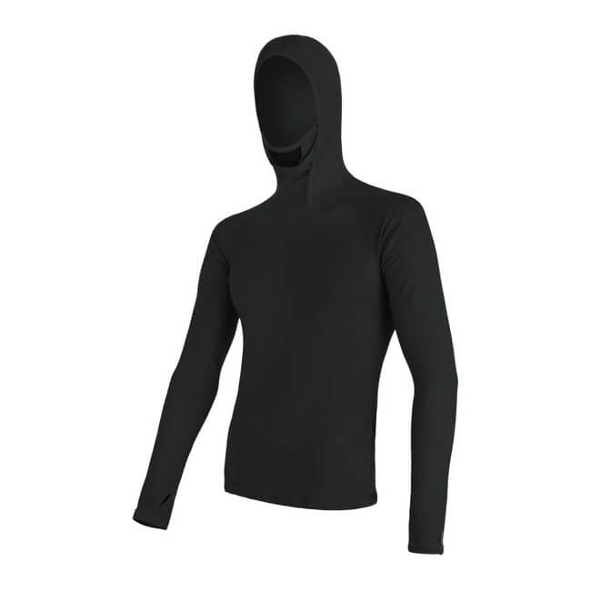 SENSOR -  Bluza z kapturem męska MERINO DF black