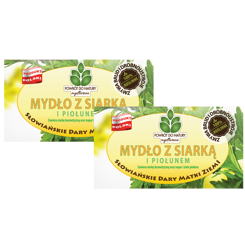 Powrót do natury 100 % roślinne naturalne mydło z siarką i piołunem, 2 szt.