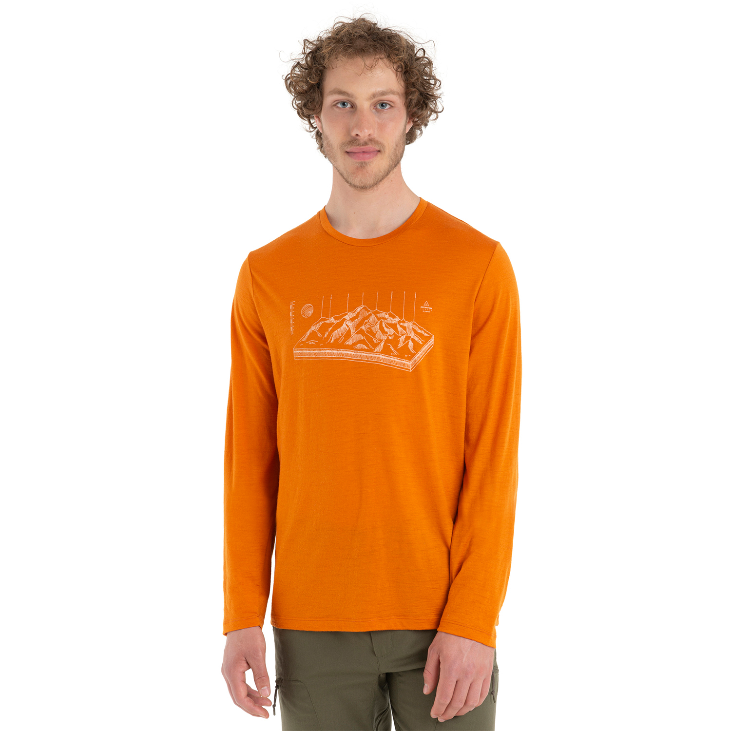 Męska koszulka termoaktywna Icebreaker Merino 150 Tech Lite II LS Tee Alps 3D earth - L