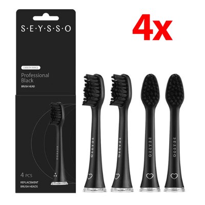 Oryginalna końcówka szczoteczki SEYSSO Professional Carbon (4 szt.) (Dokładne czyszczenie zębów)