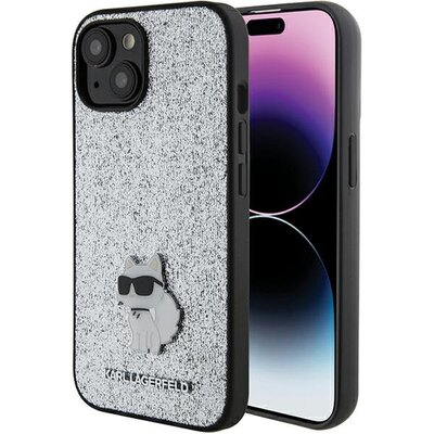 Etui KARL LAGERFELD Fixed Glitter do Apple iPhone 15 Srebrny