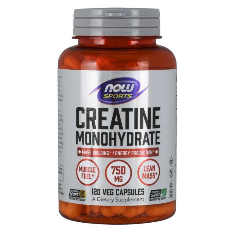 Creatine Monohydrate - Monohydrat Kreatyny 750 mg 120 kaps. (NOW Foods)