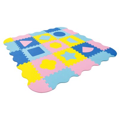 Mata piankowa HUMBI Puzzle 30 x 30 cm Kształty (9 elementów) Żółto-niebieski