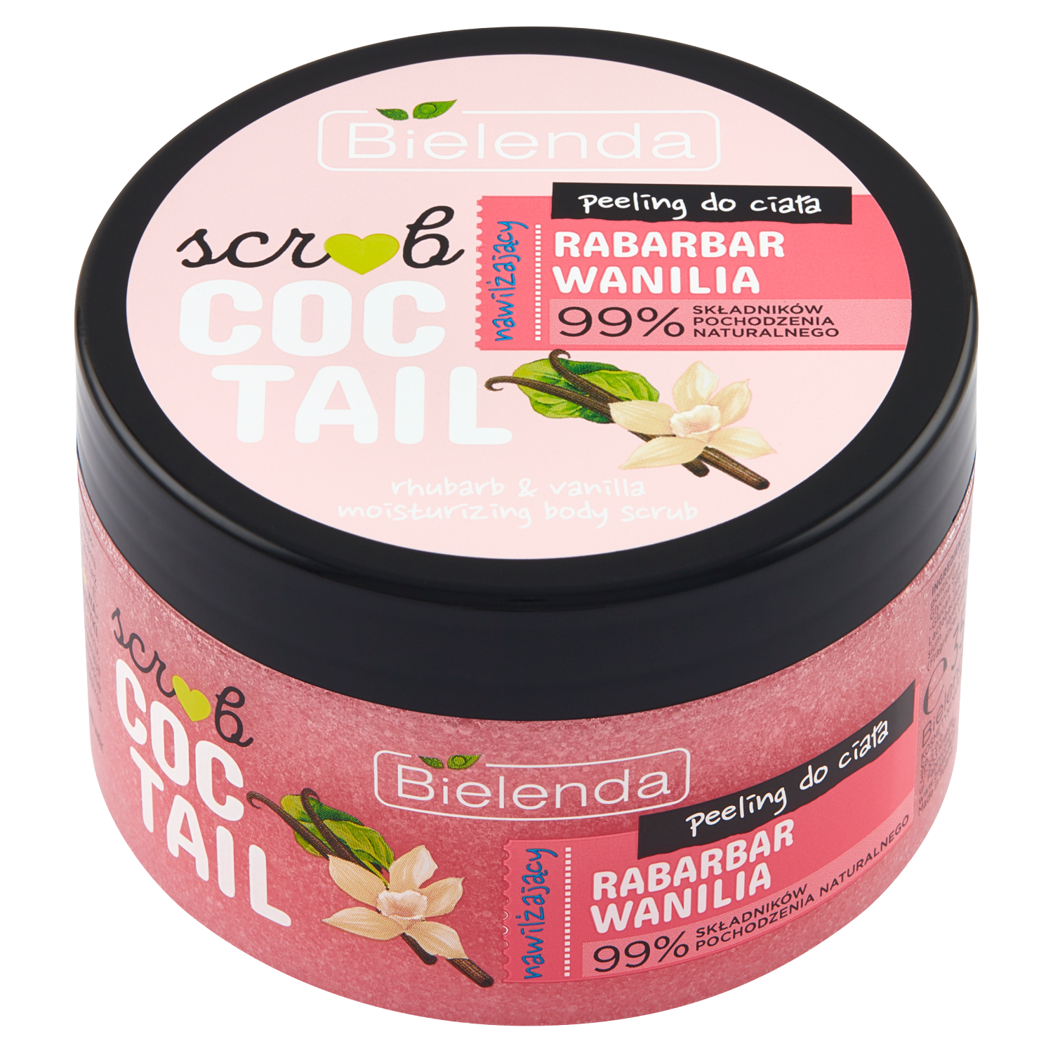 Bielenda Scrub Coctail nawilżający peeling do ciała rabarbar i wanilia, 350 g