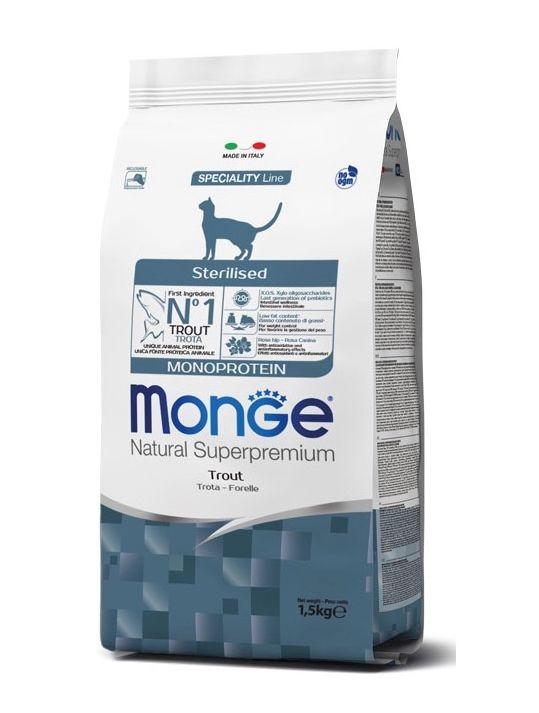 MONGE Monoprotein Cat Sterilised dla kota z pstrągiem 400g
