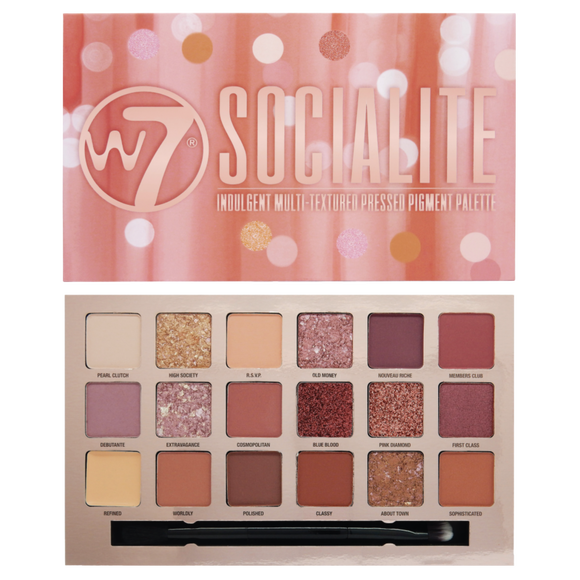 W7 Socialite paleta prasowanych pigmentów do powiek, 17 g