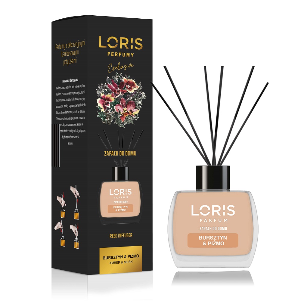 Loris dyfuzor zapachowy z patyczkami Bursztyn & Piżmo, 120 ml