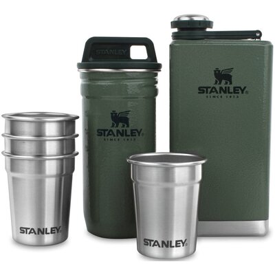 Kieliszki turystyczne STANLEY Adventure (4 szt.) + Piersiówka Zielony