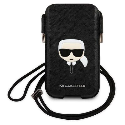 Etui KARL LAGERFELD Ikonik Saffiano Karl's Head do Apple iPhone Czarny