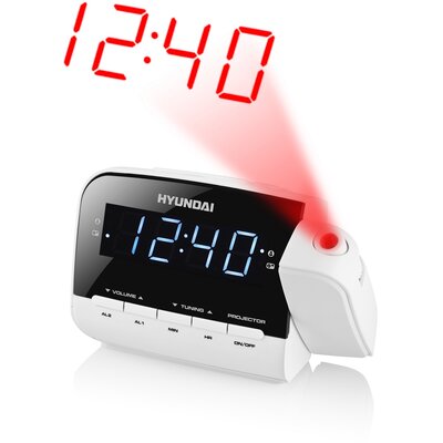 Radiobudzik HYUNDAI RAC481PLLWW Biały, Tuner FM/AM, Projekcja czasu na ścianie, Alarm, Dzremka, Zasilanie Bateryjno-sieciowe