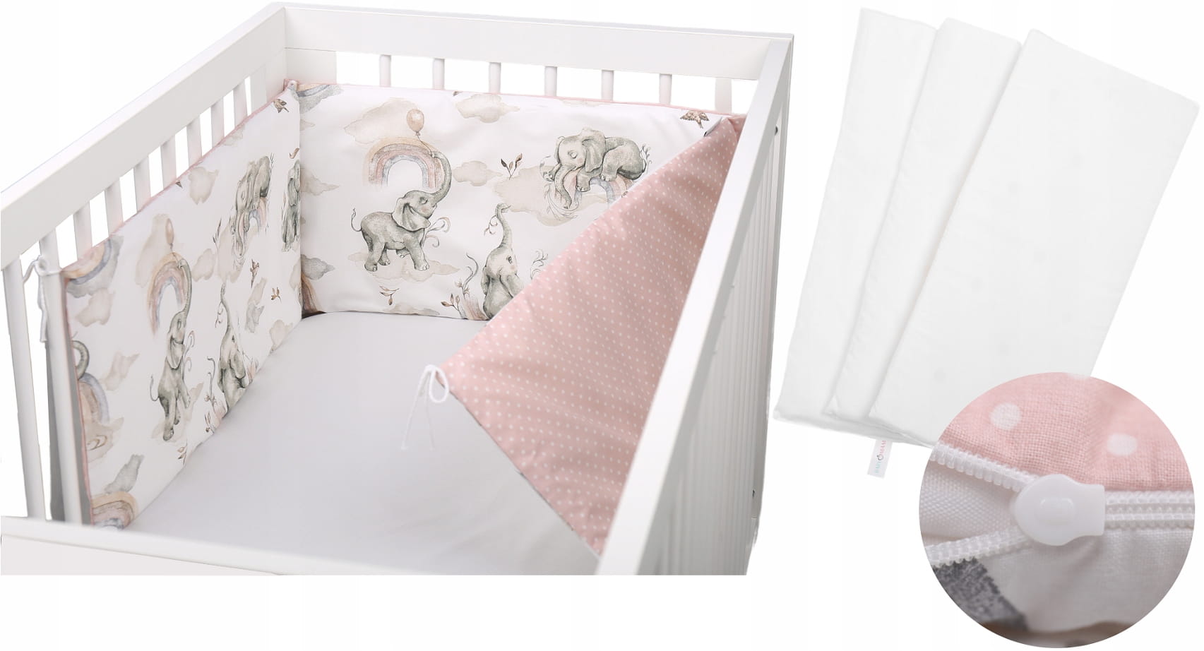 Ochraniacz do łóżeczka ze zdejmowaną poszewką 180 Babymam