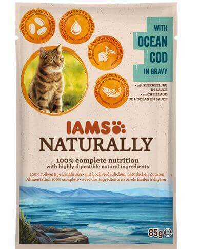 IAMS Naturally Adult Cat with Ocean Cod in Gravy karma dla kota w sosie 85 g