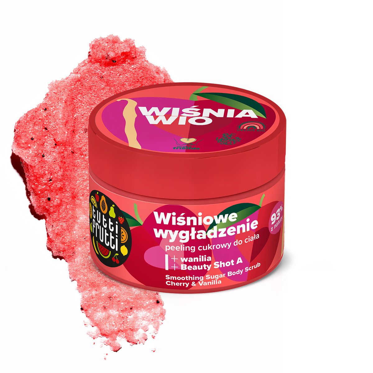 Tutti Frutti Wiśnia Wio wygładzający peeling cukrowy do ciała, 300 g