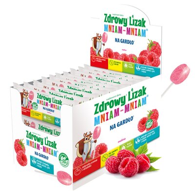 Lizak MNIAM-MNIAM Na gardło Malinowy (40 szt.)