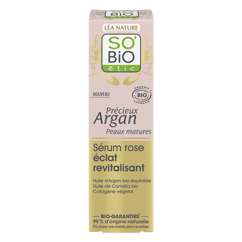 SO’BiO étic Precieux Argan różowe serum do skóry dojrzałej, 30 ml
