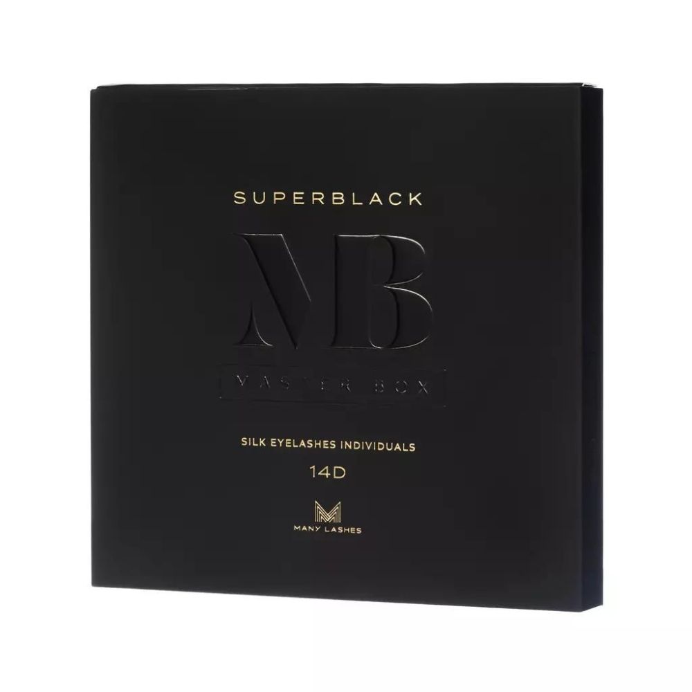 Many Beauty Master box Superblack Silk Eyelashes Individuals zestaw kępek rzęs do makijażu 14D, skręt CC - bardziej podkreślone rzęsy, 1 zest.