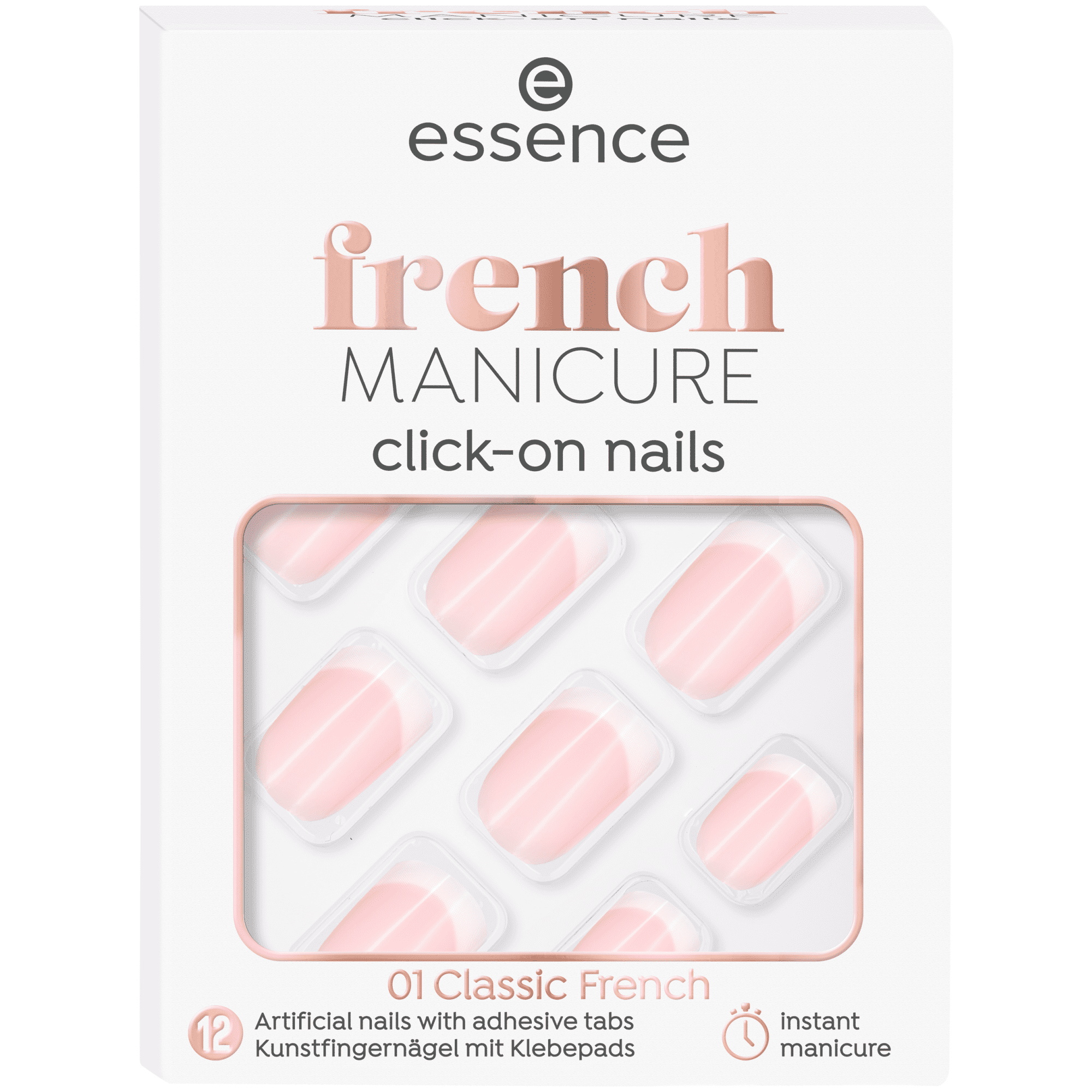 Essence Click-On sztuczne paznokcie 01, 12 szt./1 opak.