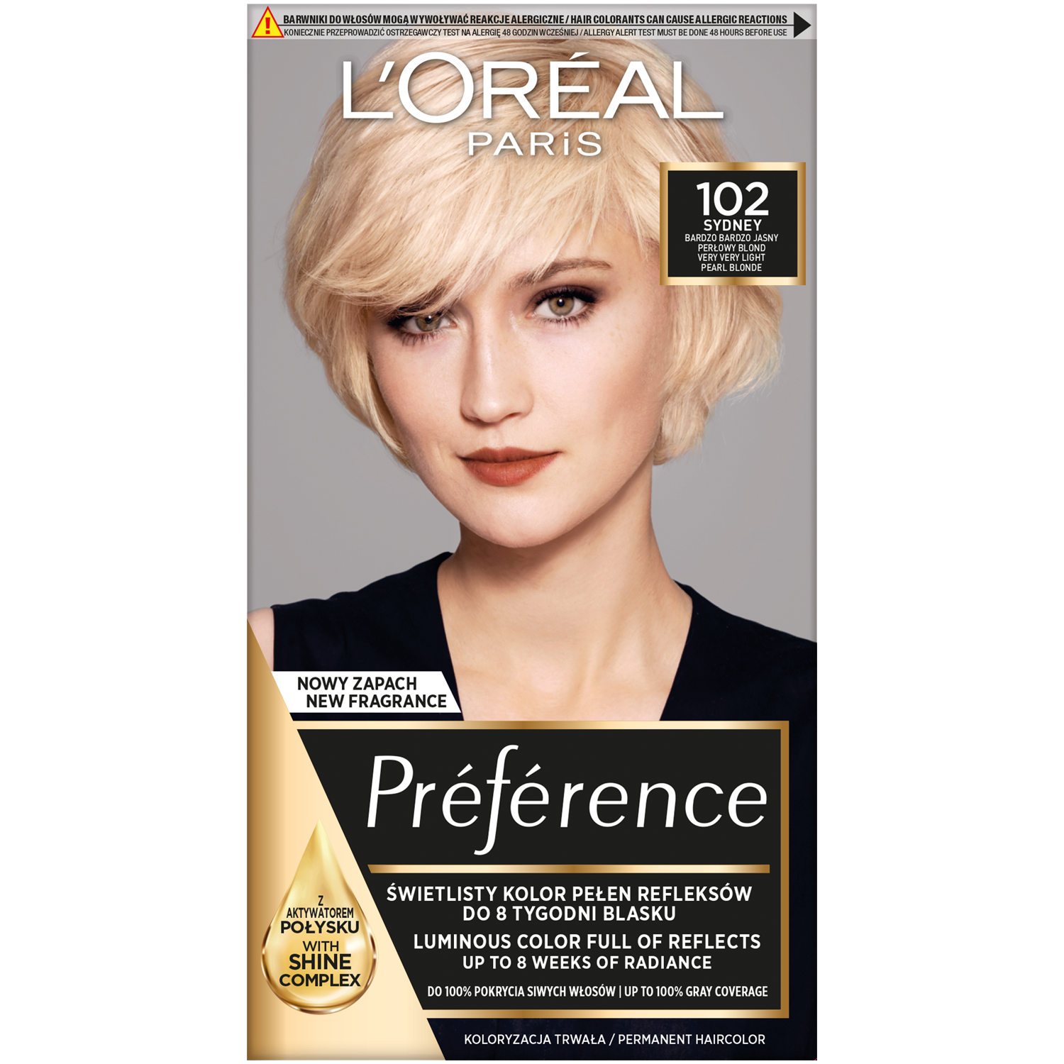 L'Oréal Paris Féria Préférence farba do włosów 102 bardzo bardzo jasny perłowy blond, 1 opak.