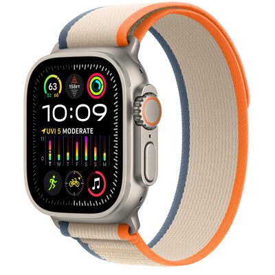 APPLE Watch Ultra 2 GPS + Cellular 49mm koperta tytanowa + opaska Trail rozmiar M/L (pomarańczowy/beżowy)