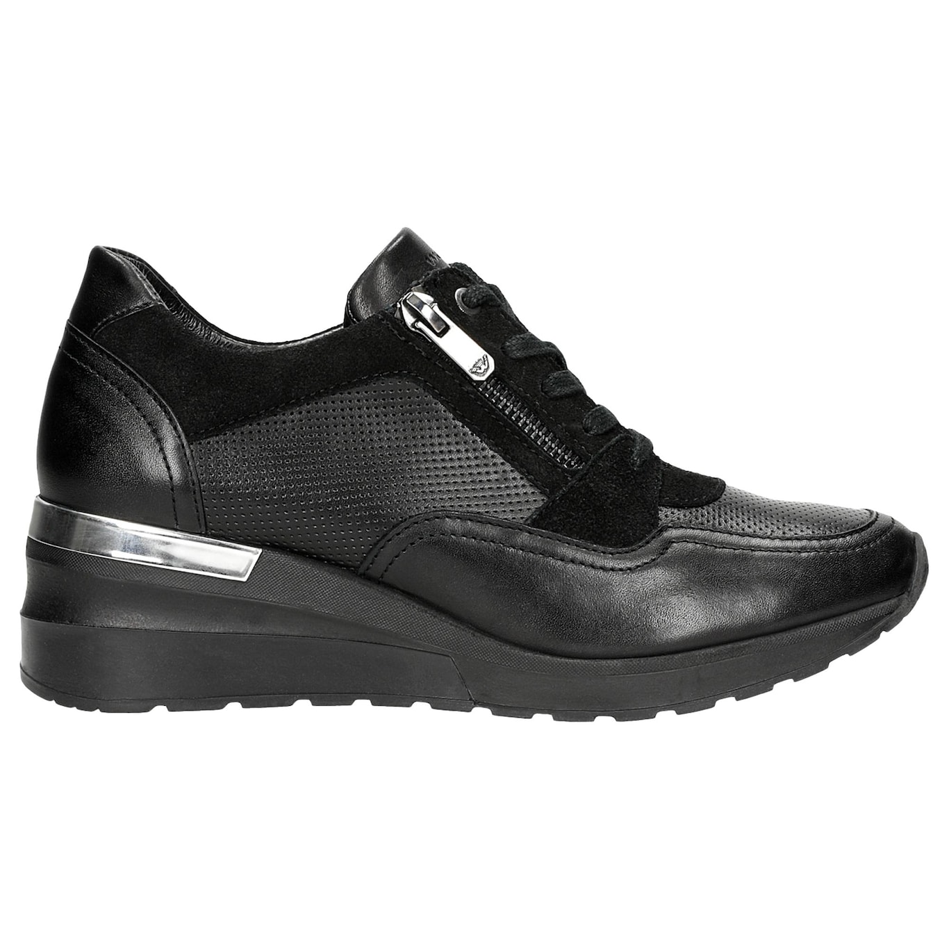 Wojas Czarne Sneakersy Damskie Z Ozdobnym Zamkiem 
