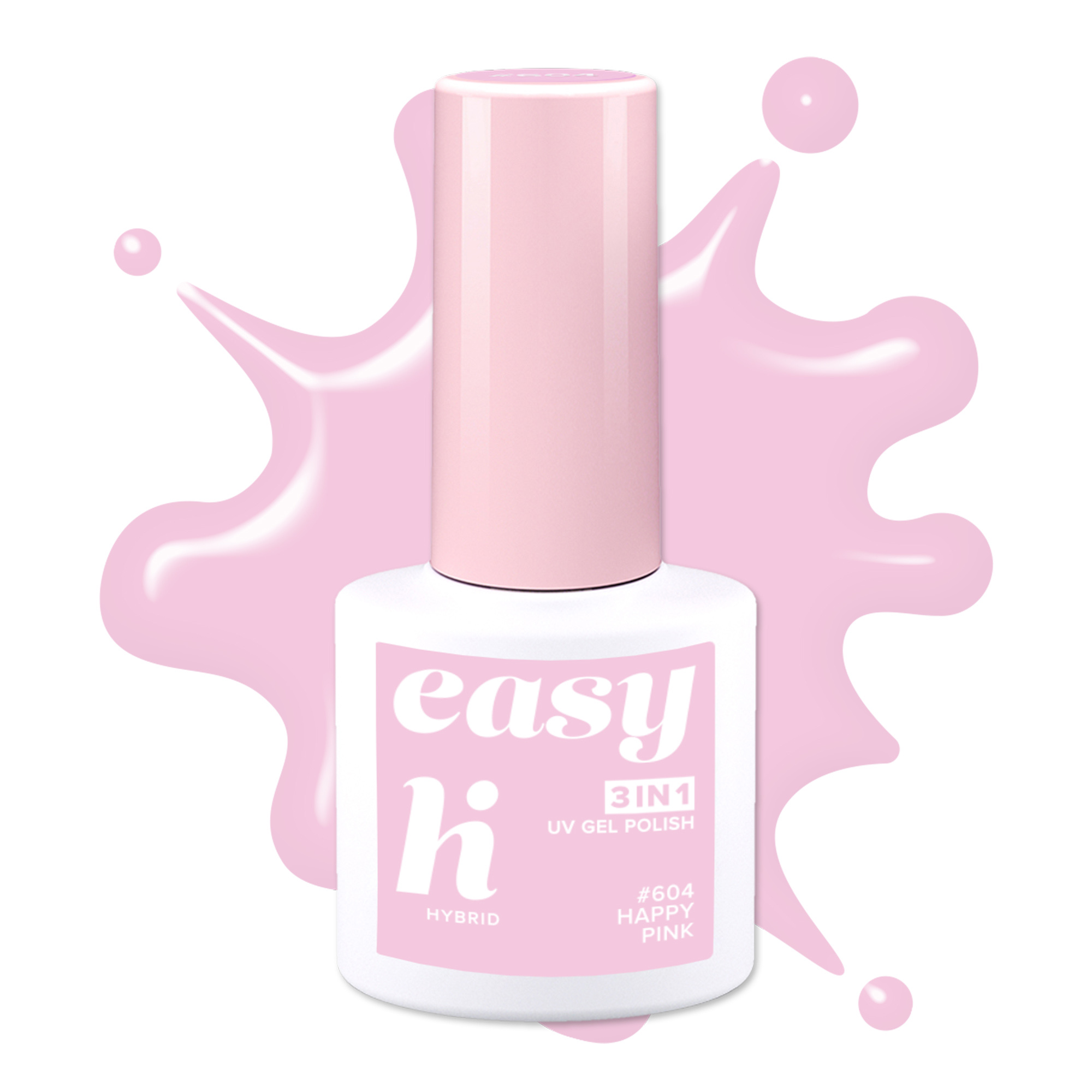 Hi Hybrid Easy 3W1 lakier hybrydowy do paznokci 604 happy pink, 5 ml