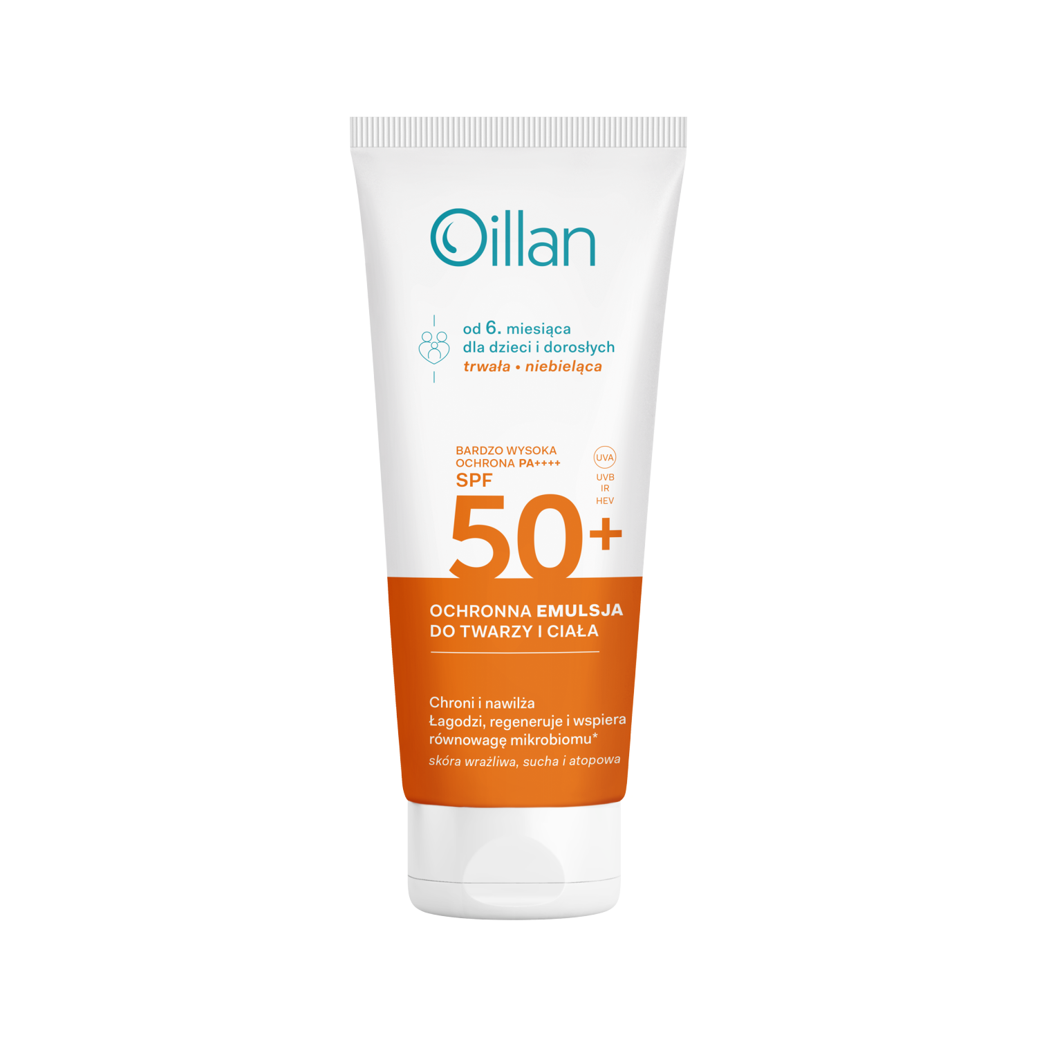 Oillan Sun ochronna emulsja przeciwsłoneczna z SPF50 do twarzy i ciała dla skóry wrażliwej, 100 ml