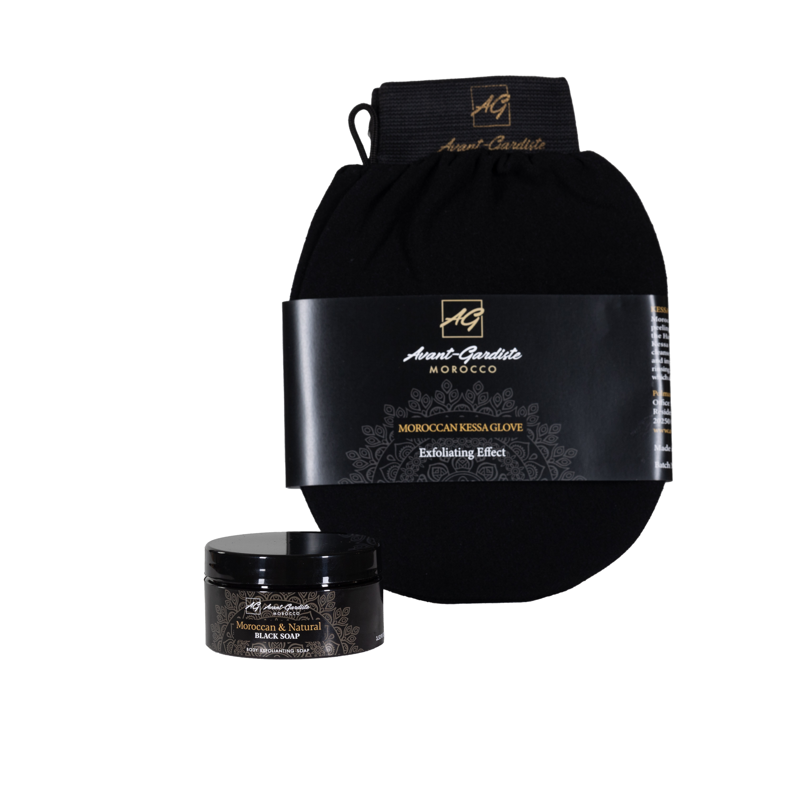 Avant-Gardiste zestaw: rękawica Kessa, 1 szt. + czarne mydło Savon Noir, 100 ml