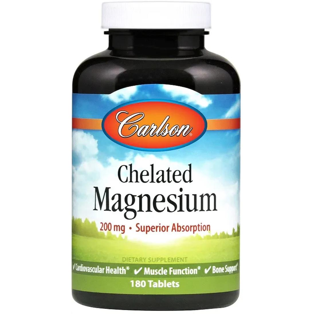 Carlson Labs suplement diety magnez Chelatowany, 200mg, 180 tabl./1 opak.
