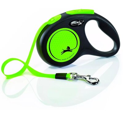Smycz FLEXI New Neon S (5 m - 15 kg) Czarno-zielony
