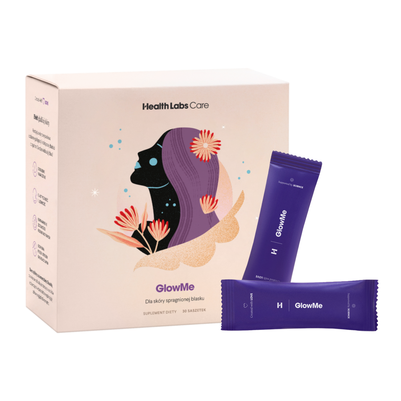 Health Labs Care GlowMe suplement diety dla skóry spragnionej blasku, 30 sasz./1 opak.