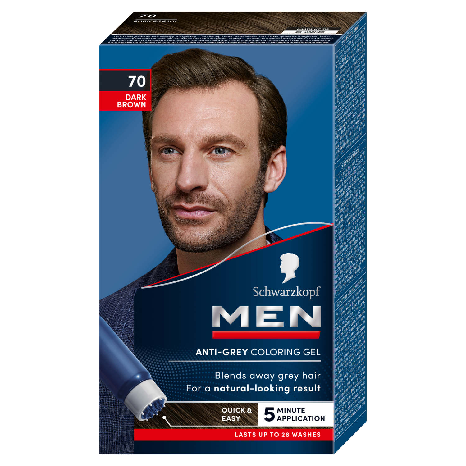 Schwarzkopf Men Ultimate żel koloryzujący do włosów 70 odsiwiający naturalny ciemny brąz, 80 ml