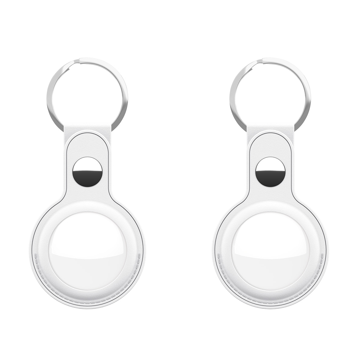 KeyBudz AirTag Keyring White - skórzane etui ochronne do AirTag 2-pak