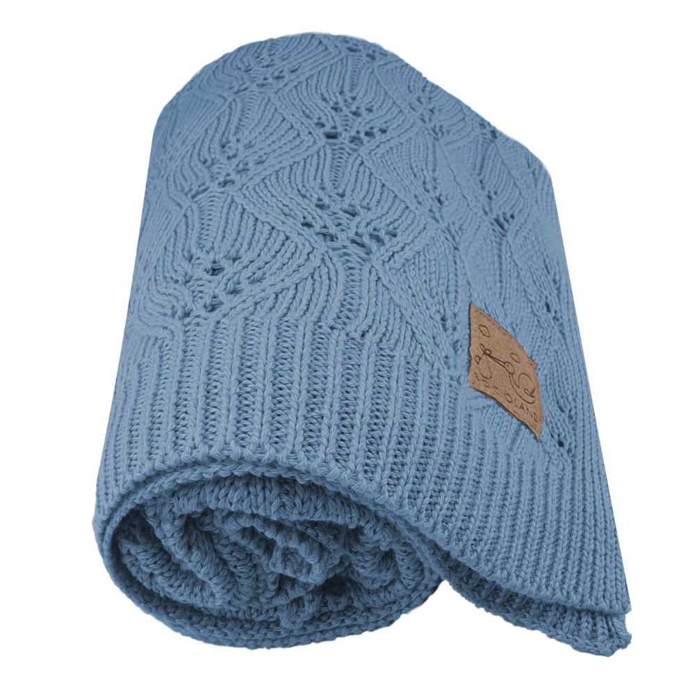 Bocioland ażurowy kocyk bambusowo-bawełniany milano jeans 80x100 cm, 1 szt.