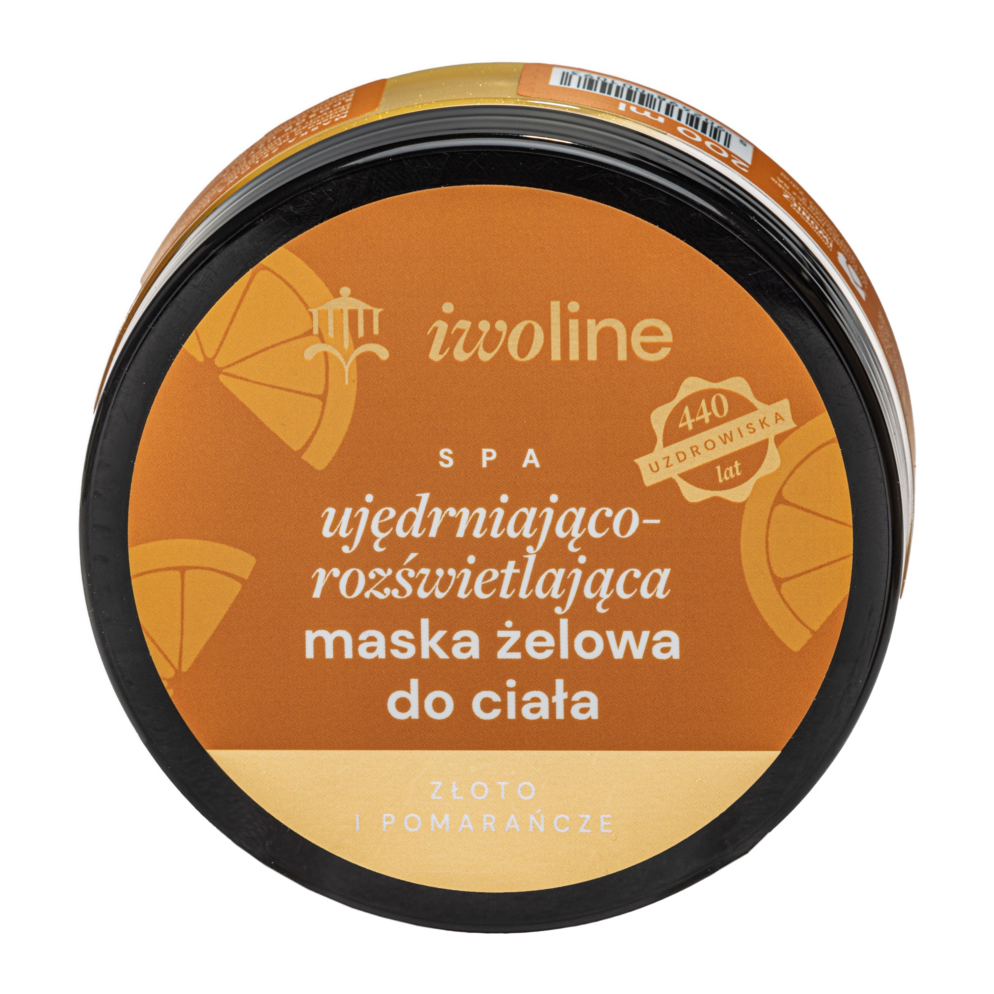 Iwoline maska żelowa do ciała ujędrniająco-rozświetlająca złoto i pomarańcze, 200 ml