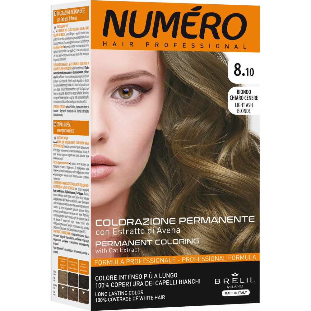 Brelil Numéro farba do włosów 8.10 Light Ash Blonde, 140 ml