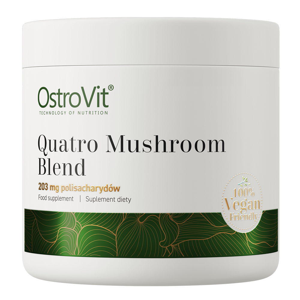 OstroVit Quatro Mushroom Blend VEGE suplement diety w proszku o smaku naturalnym, 100 g
