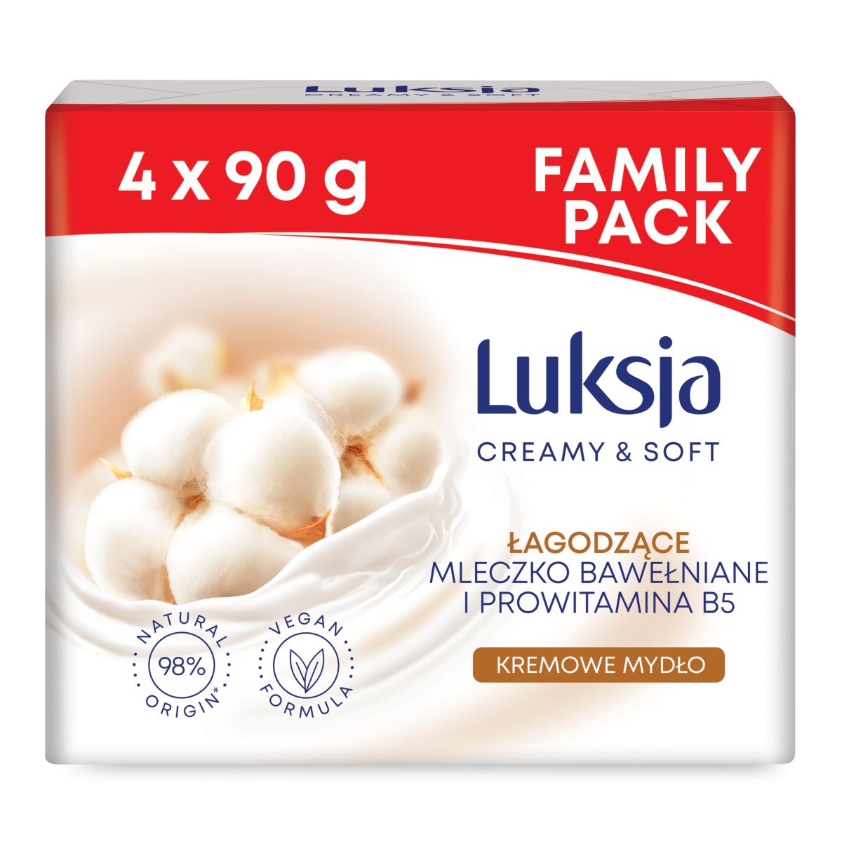 Luksja Creamy&Soft zestaw: kremowe mydło w kostce, 4x90 g