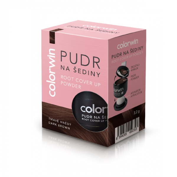 Colorwin Pudry kryjące odrost puder kryjący odrost i zwiększający objętość włosów Ciemny Brąz, 3,2 g