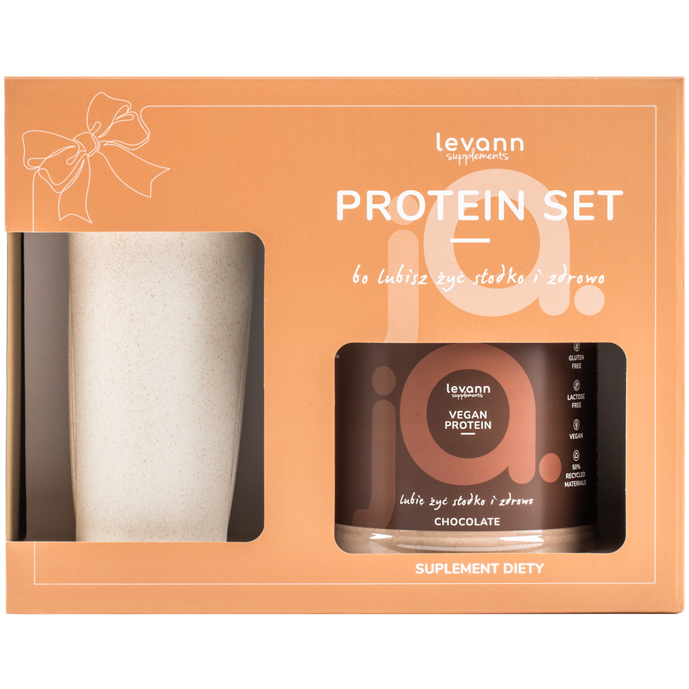 Levann Supplements Protein zestaw: wegańskie białko czekoladowe, 500 g + shaker, 1 szt.